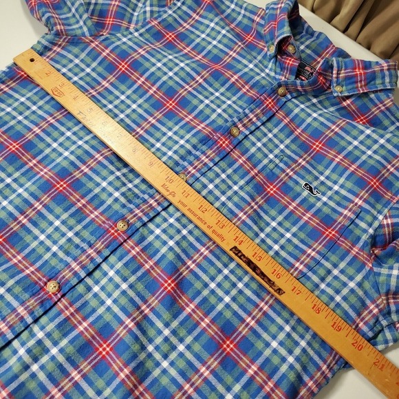 Vineyard Vines Men Plaid Flannel Shirt Size Medium Slim Fit Whale Logo Preppy‎ - Picture 7 of 10